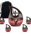 Elephant Theme Large Urn With 4 Keepsake Urn