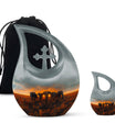 Elephant Family Theme Large Urn With 1 Keepsake Urn