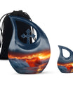 Ocean Waves Theme Large Urn With 1 Keepsake Urn