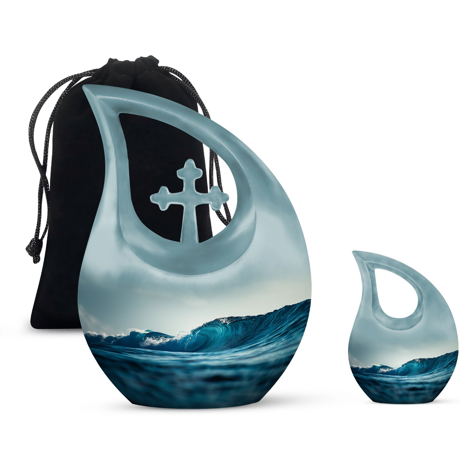 Cross Drop Ocean Waves Urn