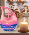 10-Inch Ocean Waves Cross Drop Cremation Urn