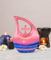 10-Inch Ocean Waves Cross Drop Cremation Urn