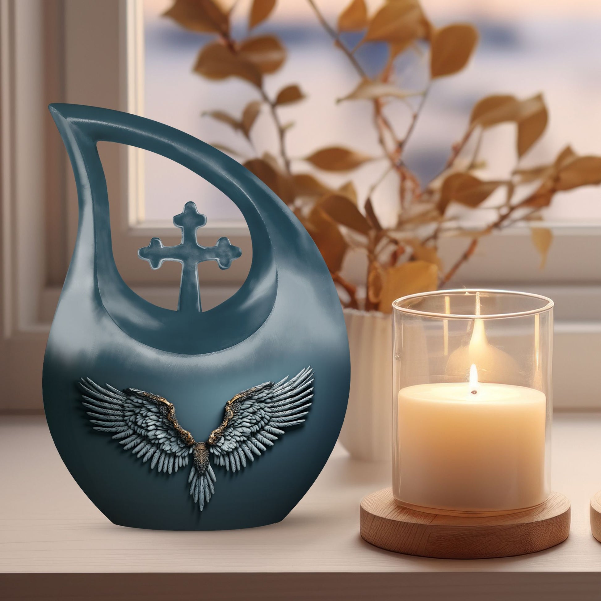 10-inch Wings Blue Urn