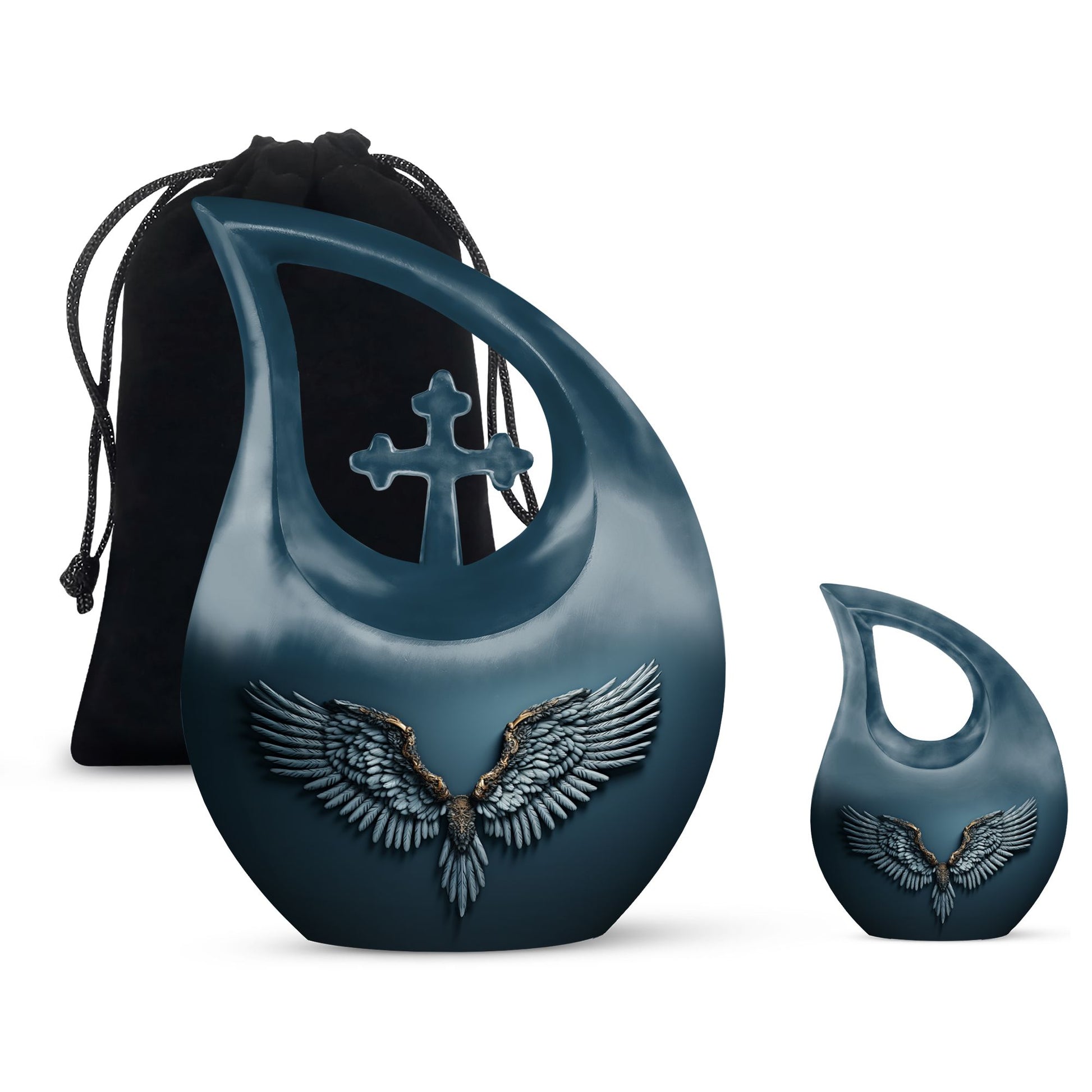 10-inch Wings Blue Urn