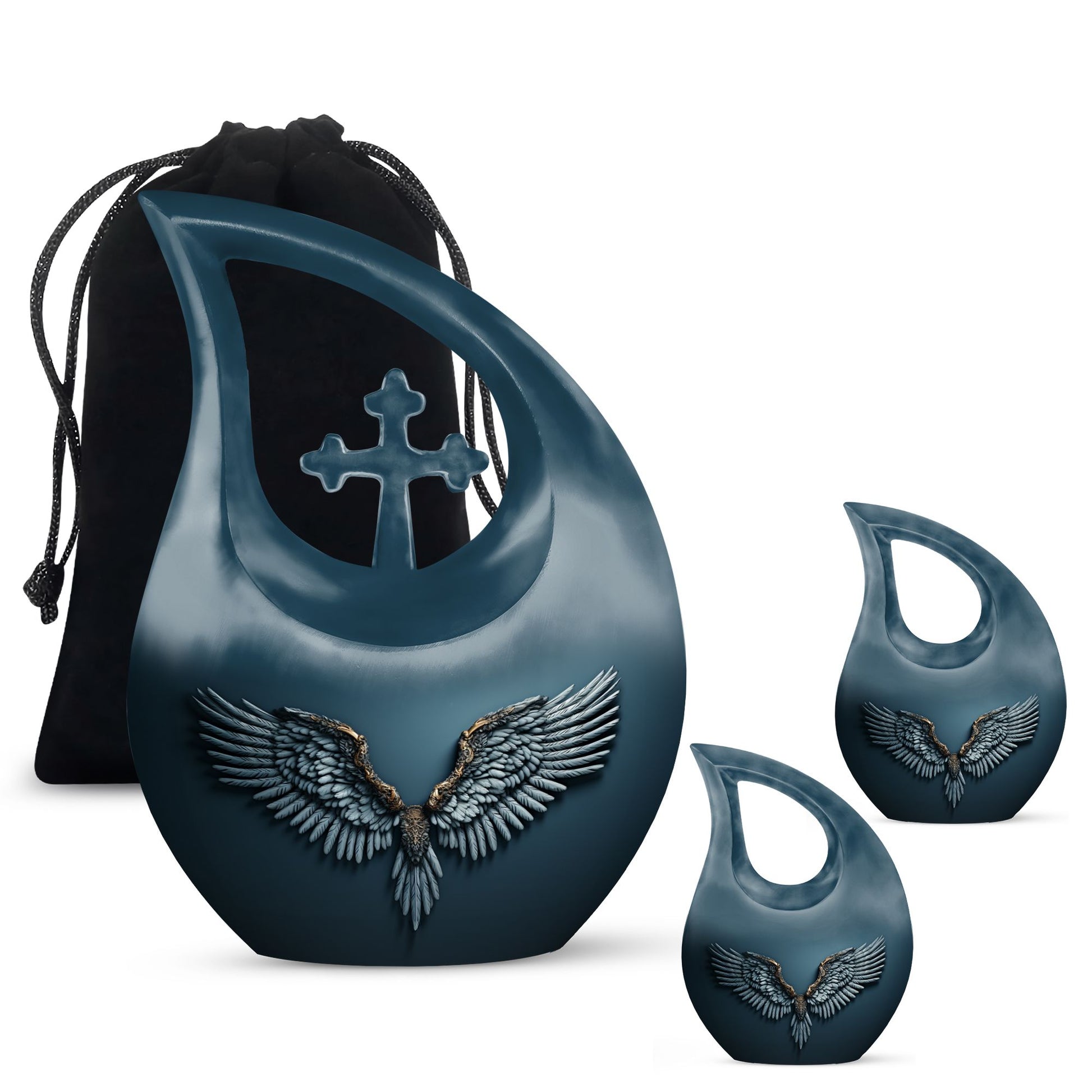 10-inch Wings Blue Urn