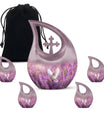 White Dove On Purple Theme Large Urn With 4 Keepsake Urn