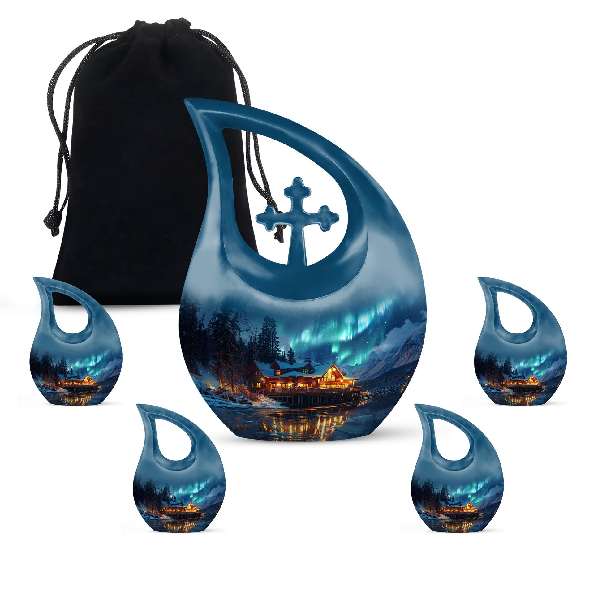 Affordable Aurora Borealis Cremation Memorial - Cremation Urn