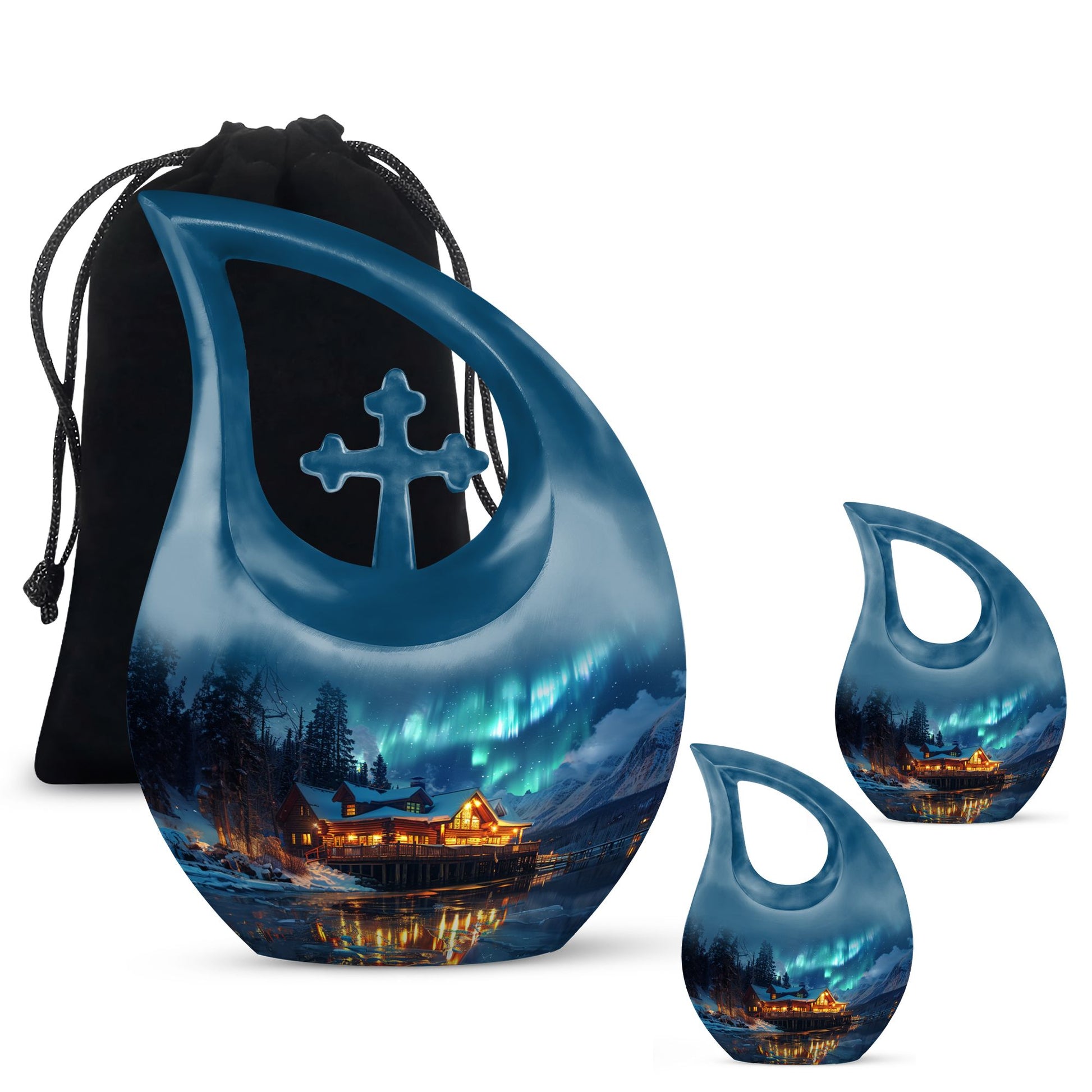 Affordable Aurora Borealis Cremation Memorial - Cremation Urn