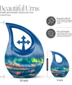 Aurora Borealis 10-inch Cross Drop Urn for ashes