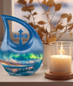 Aurora Borealis 10-inch Cross Drop Urn for ashes