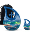 Aurora Borealis Theme Large Urn With 1 Keepsake Urn