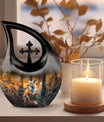 10-inch Fox themed Cross Drop design custom urn for ashes