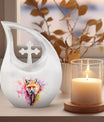 10-inch Leightweight Fox Urn with Cross Drop design