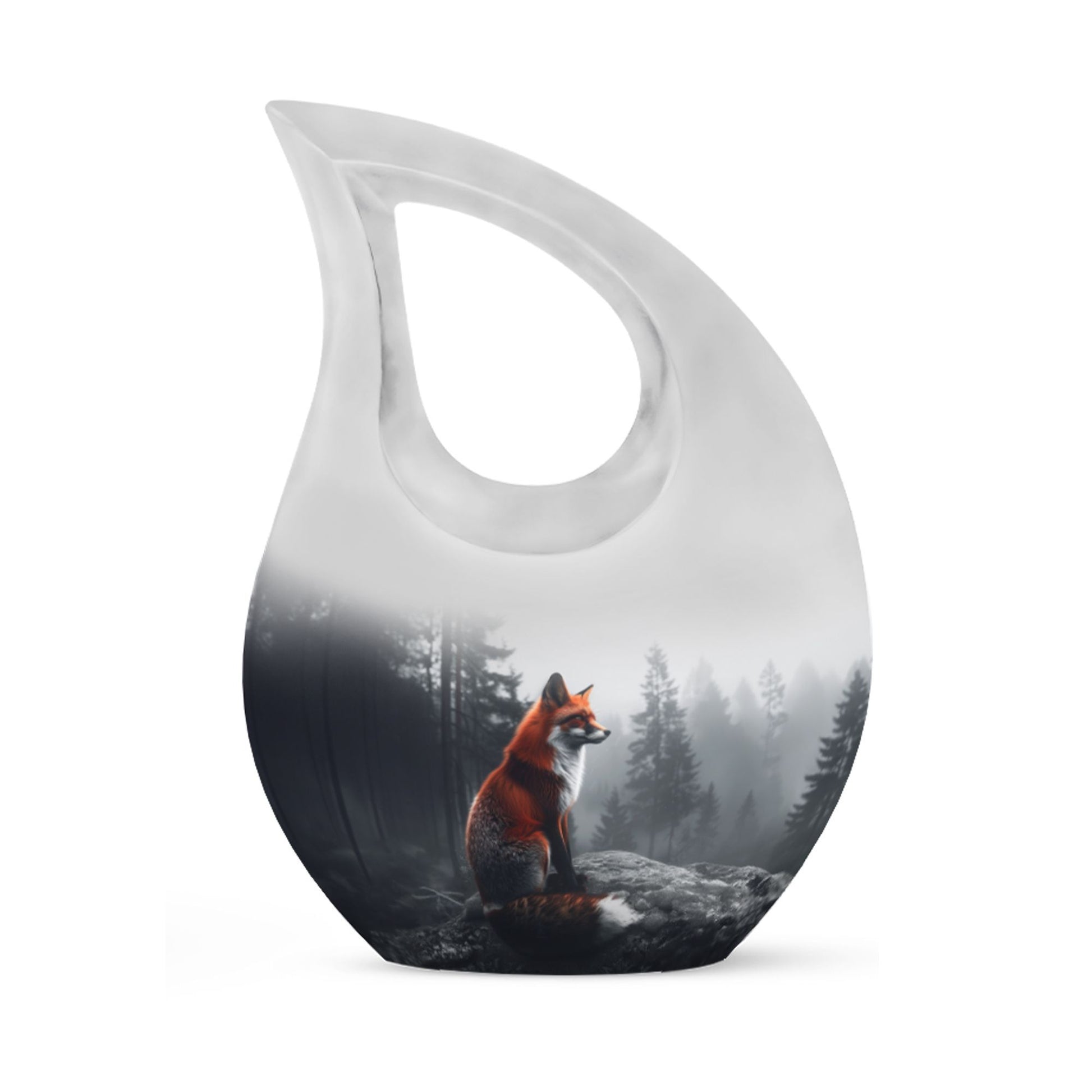 10 inch Fox-themed cross drop aluminium urn