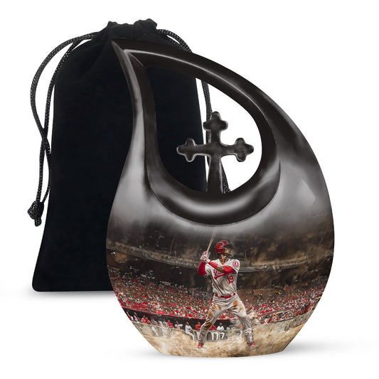 10-inch Baseball Urn, Cross Drop design, 