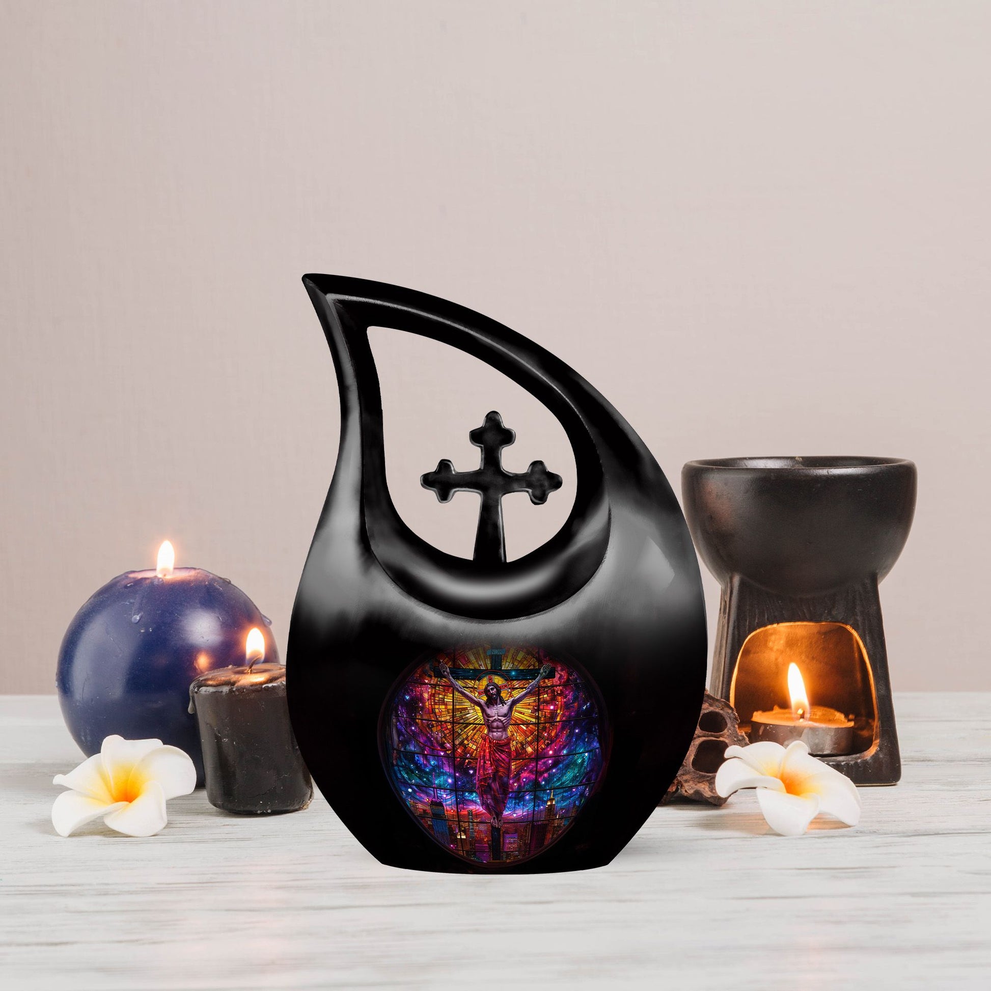 10-inch Cross Drop design large memorial urn