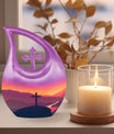 10 Inch Cross Drop Memorial Urn, Mini Urn for Ashes, includes Velvet Pouch