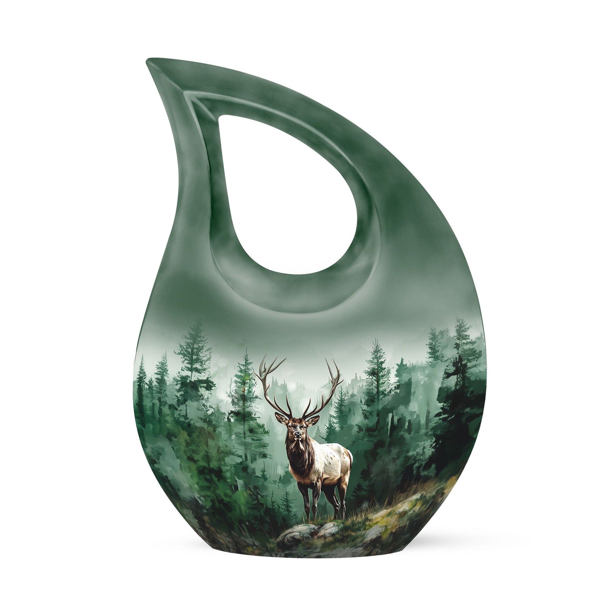 10-inch Deer themed Cross Drop large urn