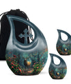Deer Theme Large Urn With 2 Keepsake Urn