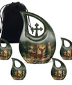 Deer Family Theme Large Urn With 4 Keepsake Urn