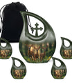 Deer Family Theme Large Urn With 4 Keepsake Urn