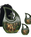 Deer Family Theme Large Urn With 2 Keepsake Urn