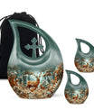 Deer Family Theme Large Urn With 2 Keepsake Urn
