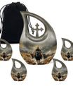 Cowboy Theme Large Urn With 4 Keepsake Urn