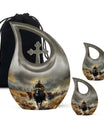 Cowboy Theme Large Urn With 2 Keepsake Urn