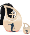 Cowboy Theme Large Urn With 1 Keepsake Urn