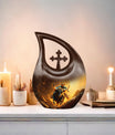 10-inch Cowboy-theme Cross Drop Memorial Urn