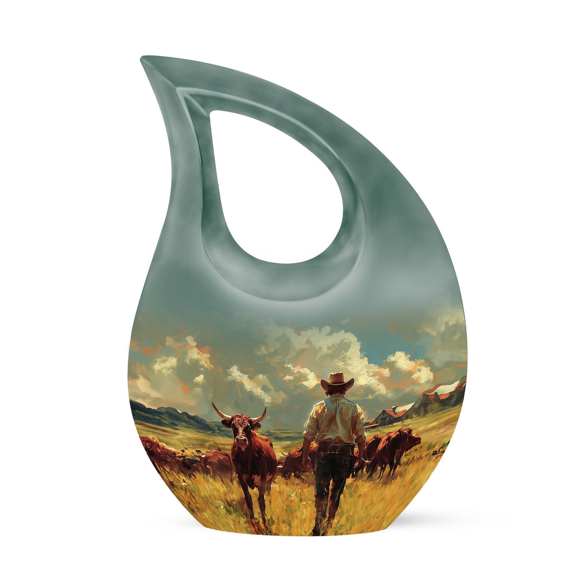 Cowboy-themed Cross Drop Modern Urn