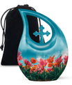 Medium-sized tulip-themed Cross Drop Urn