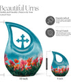 Medium-sized tulip-themed Cross Drop Urn