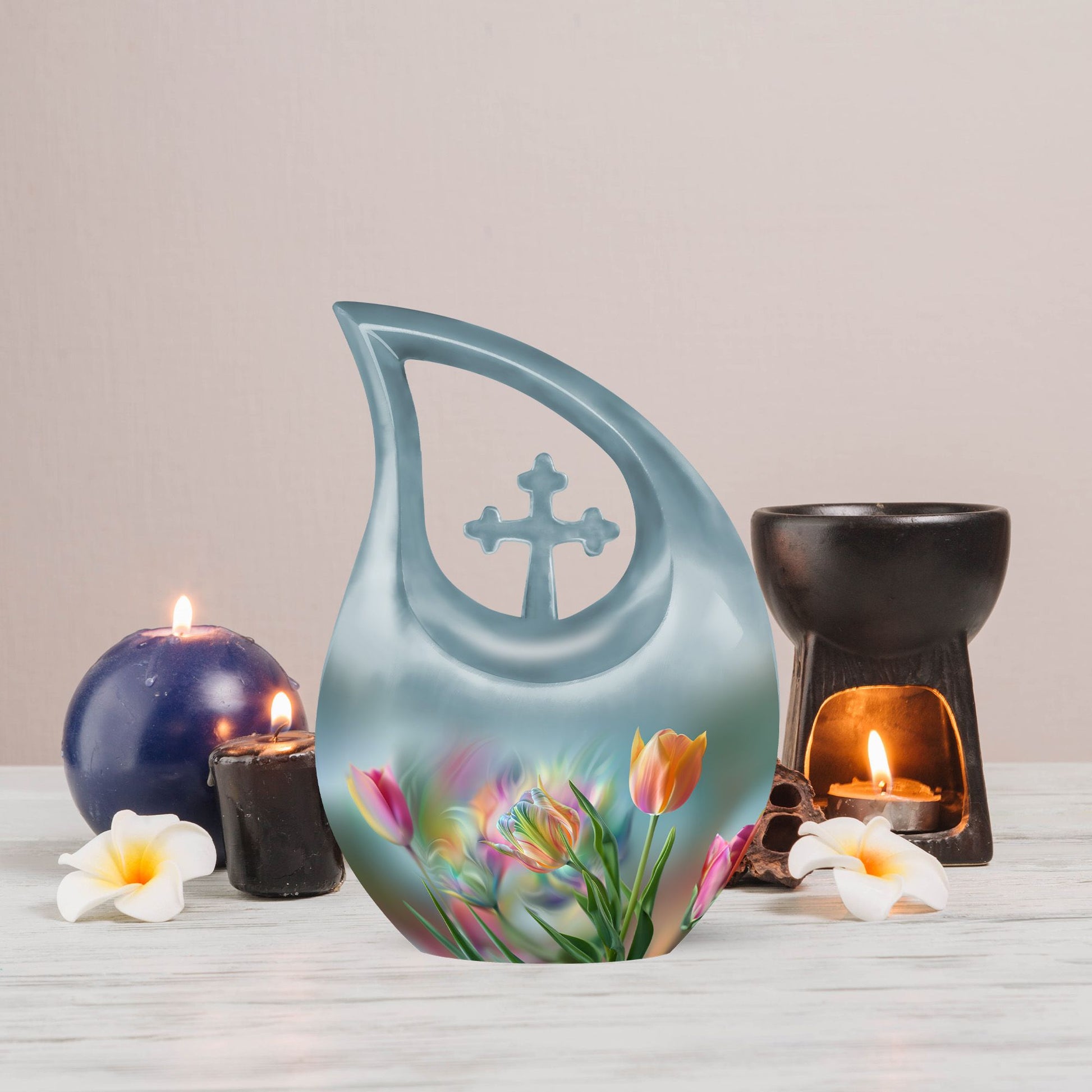 10 Inch Tulip Urn, Metal Cremation Urn