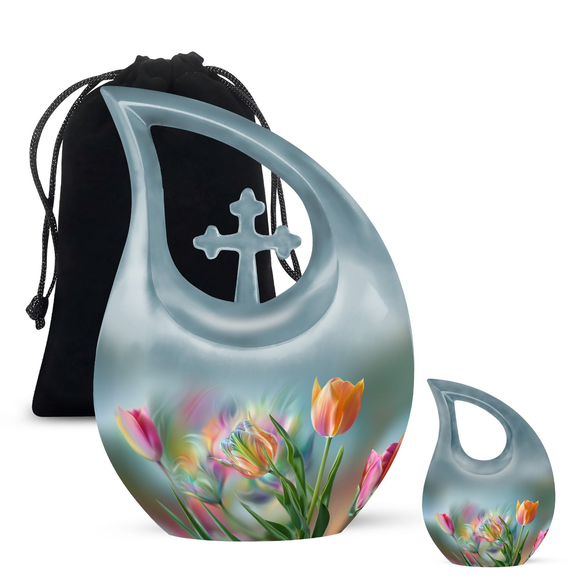 10 Inch Tulip Urn, Metal Cremation Urn