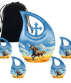 Horse Theme Large Urn With 4 Keepsake Urn