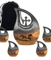 Horse Theme Large Urn With 4 Keepsake Urn