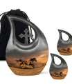 Horse Theme Large Urn With 2 Keepsake Urn
