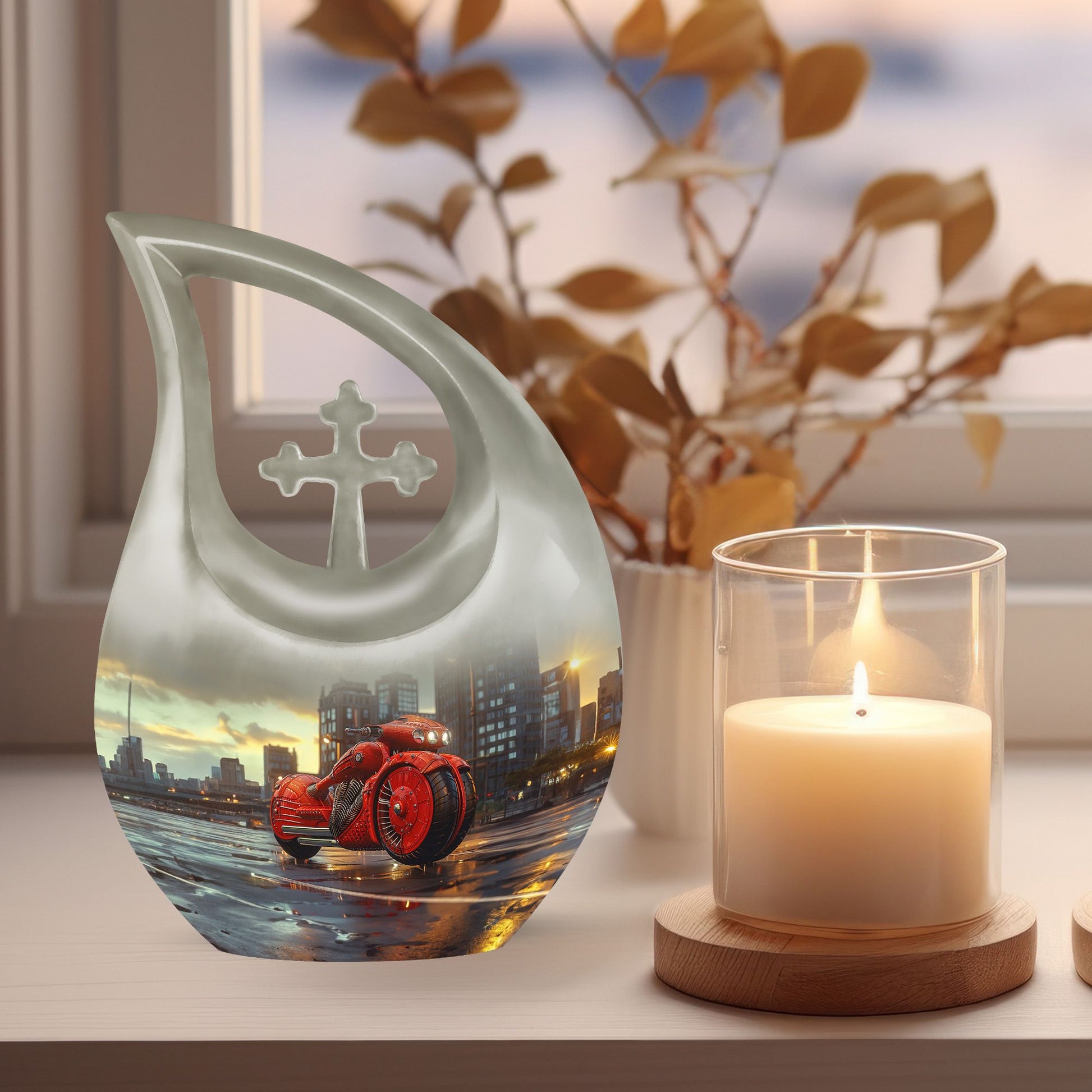 Motorcycle-themed Memorial Urn