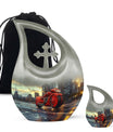 Motorcycle Theme Large Urn With 1 Keepsake Urn