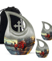 Motorcycle Theme Large Urn With 2 Keepsake Urn