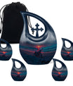 Motorcycle Theme Large Urn With 4 Keepsake Urn