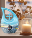 10-inch Motorcycle Urn with Cross Drop Design