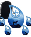 Horse Theme Large Urn With 4 Keepsake Urn