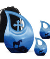 Horse Theme Large Urn With 2 Keepsake Urn