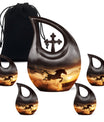Horse Theme Large Urn With 4 Keepsake Urn