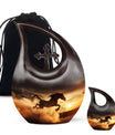 Horse Theme Large Urn With 1 Keepsake Urn