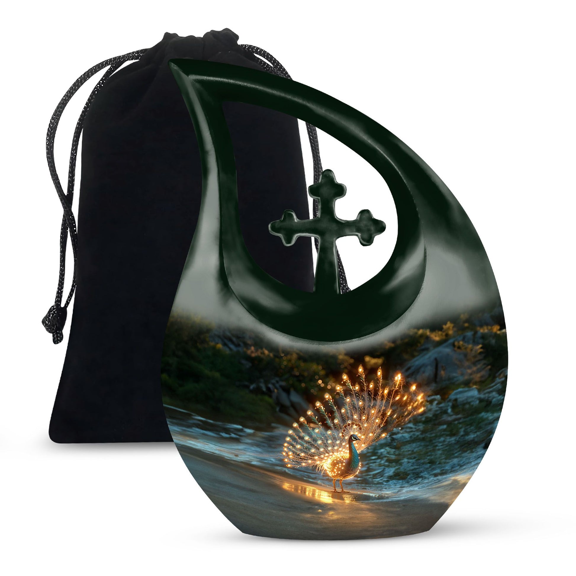 Peacock Cremation Urn - Small Cremation Urn For Ashes