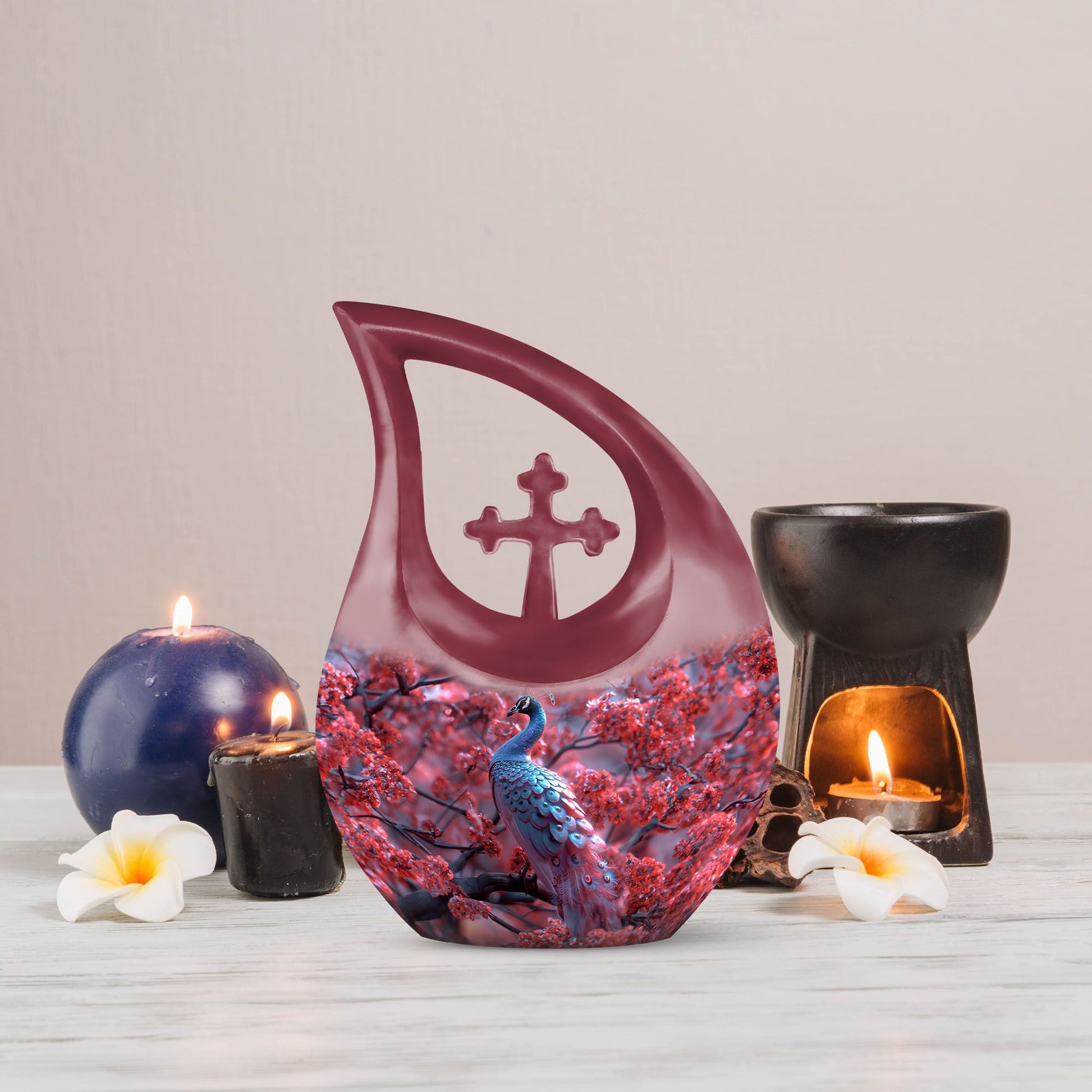 10-inch Peacock Cremation Urn 